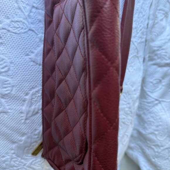 Chanel Burgundy Quilted Mini Bag in Caviar Leather w/ Gold Hardware - Picture 3 of 11